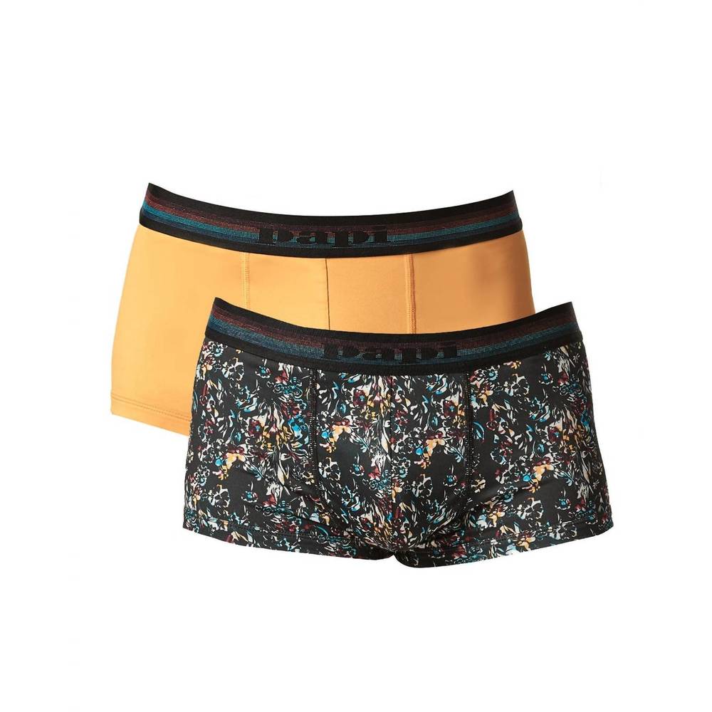 NEW PAPI men's 2-pack brazilian trunk underwear in black/cadmium yellow